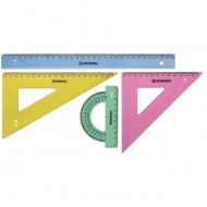 Set geometrie DONAU, color, (rigla 30 cm, echer 13 cm, raportor, echer 19 cm)