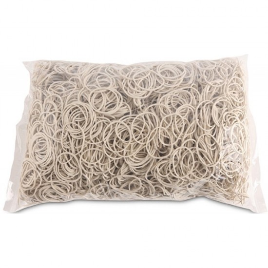 Elastice pentru bani, 1.5mm grosime, D 30mm, 60% cauciuc, 1000g/punga, Office Products -culoare alba