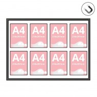 Avizier magnetic cu 8 inserturi magnetice, format B1 (700x1000mm), negru.