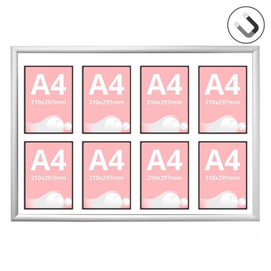 Avizier magnetic cu 8 inserturi magnetice, format B1 (700x1000mm), gri.