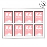 Avizier magnetic cu 8 inserturi magnetice, format B1 (700x1000mm), gri.