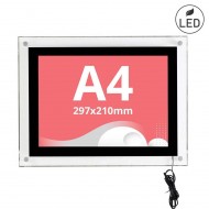 Reclamă luminoasă din stiplex, cu contur negru cu format A4 pentru printit.