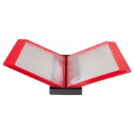 Suport roșu de perete cu 10 mape din plastic format A4(210x297mm) pentru organizare si afișare documente.