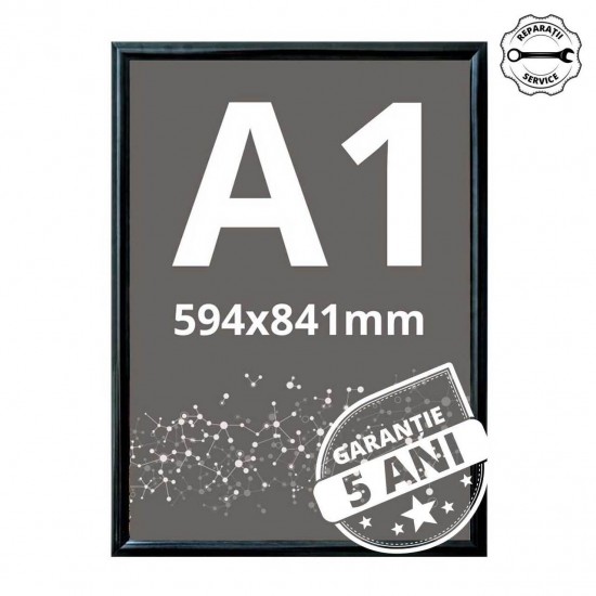 Ramă click din aluminiu, anodizat negru, A1 (594 x 841mm)