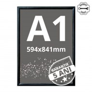 Ramă click din aluminiu, anodizat negru, A1 (594 x 841mm)
