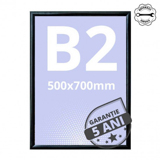 Ramă click din aluminiu, anodizat negru, B2 (500x700mm)