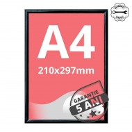 Ramă click din aluminiu, anodizat negru, A4 (210 x 297 mm)