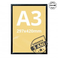 Ramă click din aluminiu, anodizat negru. A3 (297 x 420 mm)