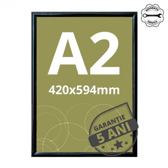 Ramă click din aluminiu, anodizat negru. A2 (420 x 594 mm)