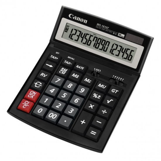 Calculator de birou Canon WS-1610T, solar, 16 cifre, afisaz inclinat, format mare