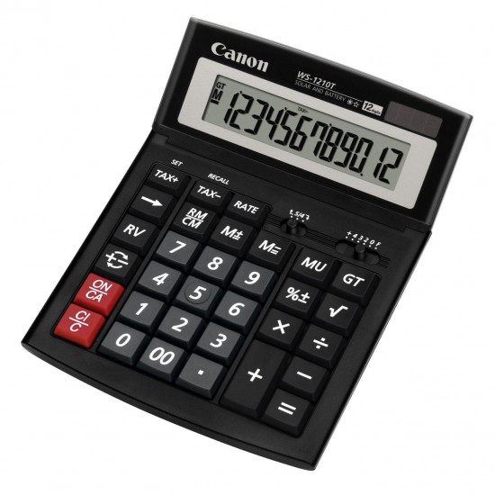 Calculator de birou Canon WS-1210T, solar, 12 cifre, afisaz inclinat, format mare