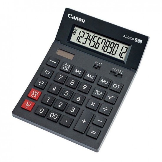Calculator de birou Canon AS-2200, solar, 12 cifre, afisaz inclinat, format mare