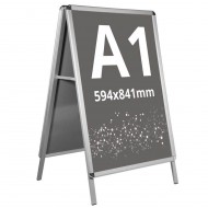 People Stopper, A board din profil aluminiu click 32mm cu colt rotund A1, 594 x 841 mm