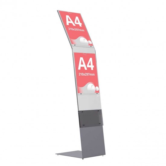 Showroom Display din plexiglas incolor cu bază metalică gri