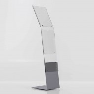 Showroom Display din plexiglas incolor cu bază metalică gri