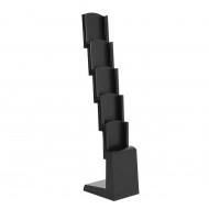 Stand/Suport zig zag pliabil , pentru expunere brosuri, pliante, reviste, cu 5 buzunare metalice, format A4 , negru.