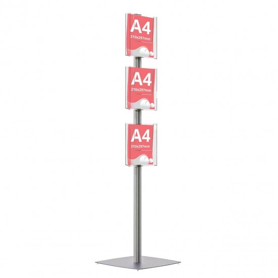 ​Stand broșuri demontabil, simplă față, prevăzut cu 3 buzunare format A4 (210x297mm)