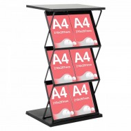 Stand pliabil Info Desk, pentru expunere broșuri, pliante, reviste, cu 3 buzunare format 2xA4