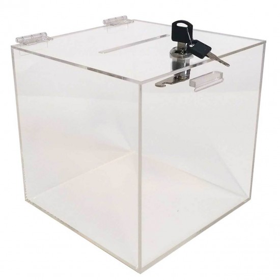 Urnă transparentă din plexiglas, cutie pentru donații, 300 mm