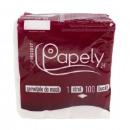 Servetele de masa Papely, celuloza alb, 1 strat, 24 x 24 cm, 100 buc/set