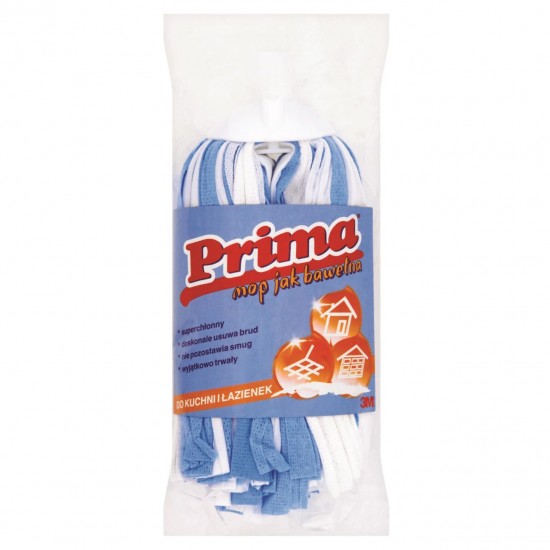 Mop Prima cu fibre color pentru baie si bucatarie, superabsorbant si durabil, albastru/alb