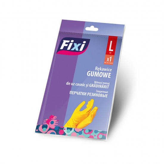 Manusi din cauciuc, pentru menaj, 2 buc/set, culoare galben, FIXI - marime L