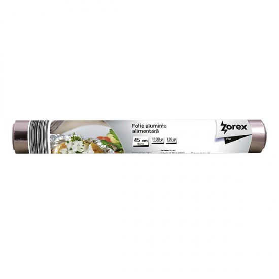 Folie din aluminiu profesionala Zorex Pro, pt alimente, 45 cm, 1130 gr net/buc