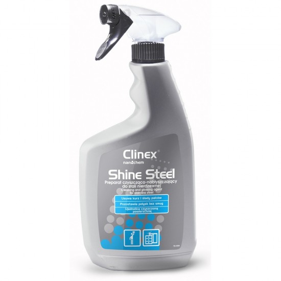CLINEX Shine Steel, 650 ml, cu pulverizator, solutie pt. curatare, intretinere supraf otel inoxidabi
