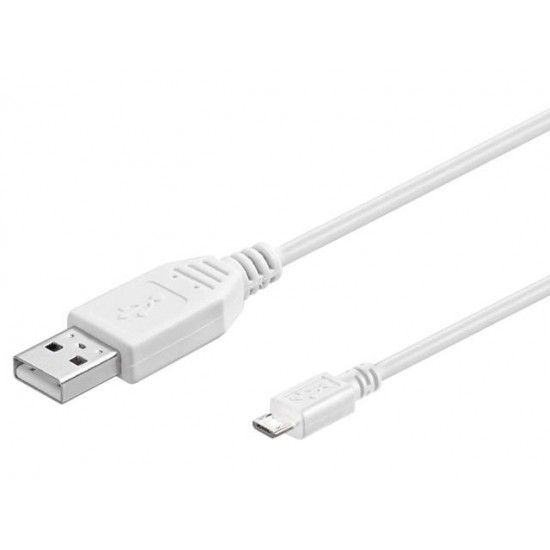 Cablu USB 2.0 1.8m A tata la micro B tata, alb, microUSB AM-UBM-WE/1,8-BU