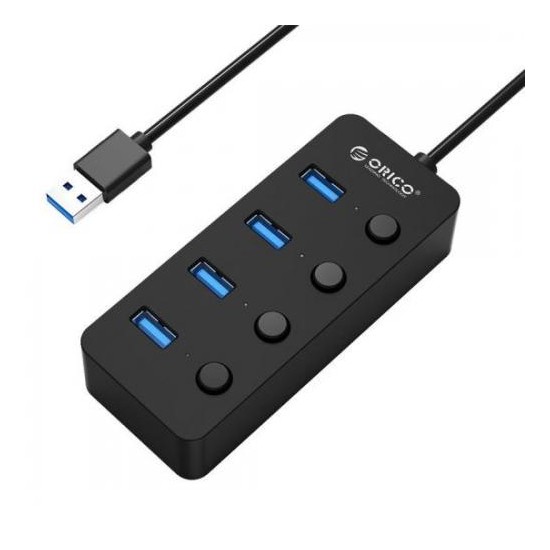 Hub USB Orico W9PH4-U3 V1, 4x USB 3.0, Black