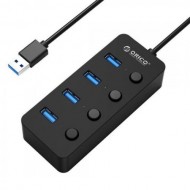 Hub USB Orico W9PH4-U3 V1, 4x USB 3.0, Black