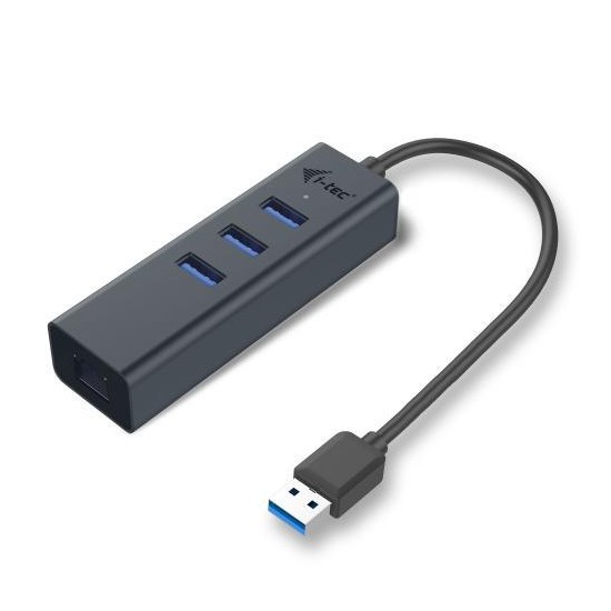 Hub USB i-tec U3METALG3HUB, 3x USB 3.2 gen 1 + 1x RJ-45, Space Grey