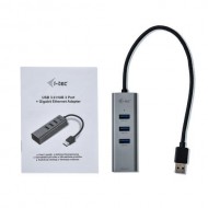 Hub USB i-tec U3METALG3HUB, 3x USB 3.2 gen 1 + 1x RJ-45, Space Grey