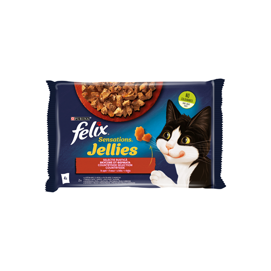 felix SENSATIONS Hrana pentru Pisici cu Carne vita&rosii in aspic 4 x 85 g