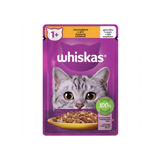Whiskas Adult Hrană Umedă pentru Pisici cu Pui în Sos, 85 g