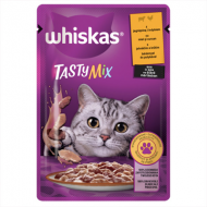 Whiskas Tasty Mix Hrană Umedă pentru Pisici Adulte cu Miel și Curcan în Sos, 85 g