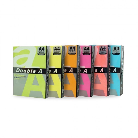 Hartie color pentru copiator A4, 80g/mp, 100coli/top, Double A - 5 culori intense asortate
