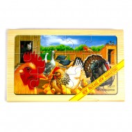 Puzzle din lemn 20*13 cm, 12 piese, 4 modele / cutie