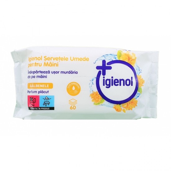 Servetele Antibacteriene Igienol pentru maini, galbenele, 60 buc/pachet