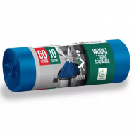 Saci de gunoi menajer, 60 l, 10 buc, cu snur, albastru, ANA