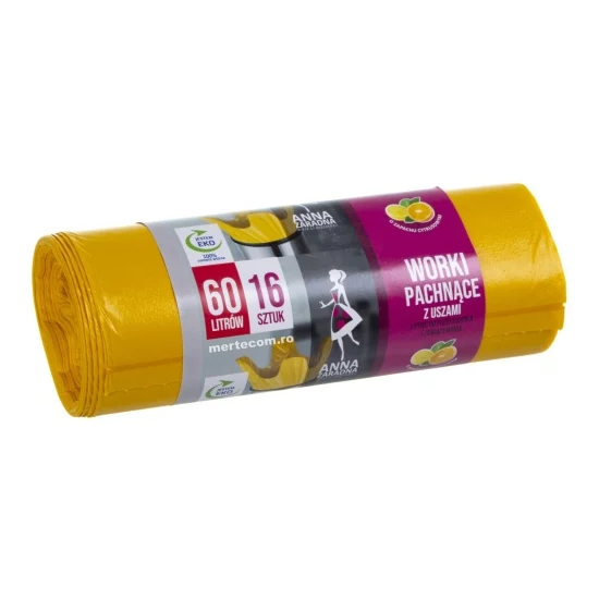 Saci menajeri lemon cu urechi Ana 60 litri 16 bucati