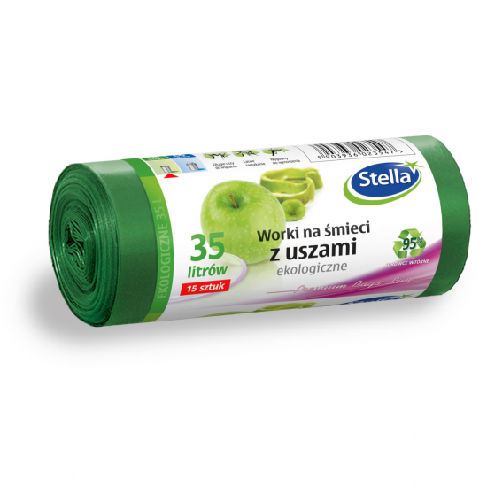 Saci menajeri ultrarezistenti, 35 Litri, 15 bucati, LDPE, verde, cu urechi , multitop, Stella