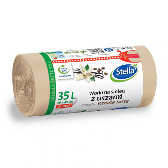 Saci de gunoi cu urechi, parfumati, aroma vanilie, 35L, ​​24 buc, Stella