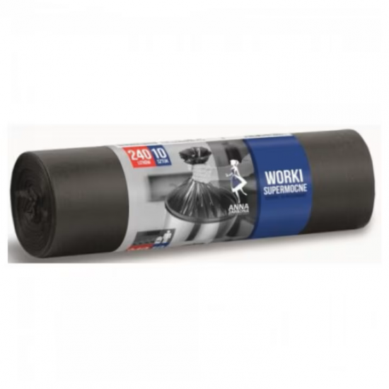 Saci Menajeri, Ultrarezistenti, 240 Litri, 10buc/Rola, Negru
