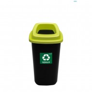 Cos plastic reciclare selectiva, capacitate 45l, PLAFOR Sort - negru cu capac verde - sticla