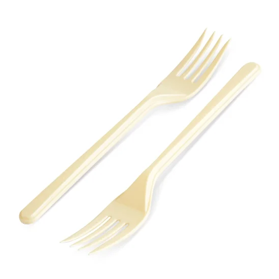 Furculite plastic crem, reutilizabile, 170mm, 100buc
