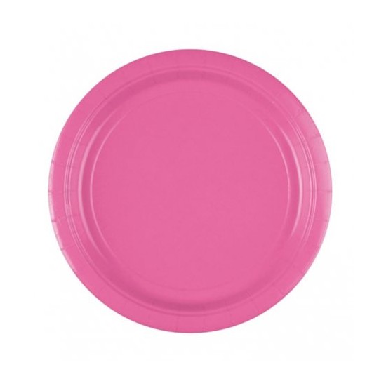 Set 10 farfurii din carton natural, 20 cm, culoare roz inchis/bordo