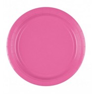 Set 10 farfurii din carton natural, 20 cm, culoare roz inchis/bordo