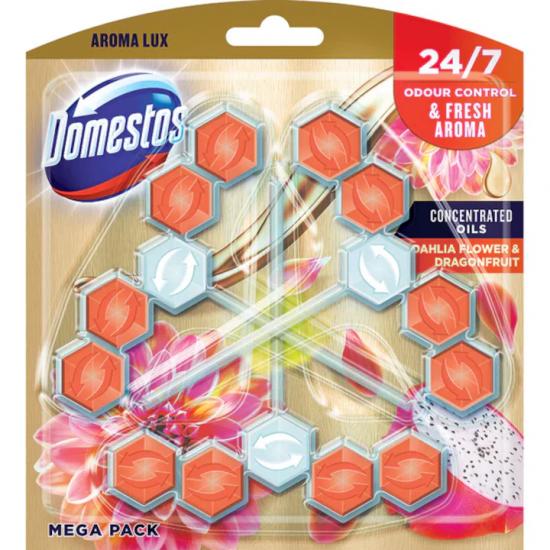 Odorizant toaleta Domestos Dhalia Flower & Dragonfruit 3x55g