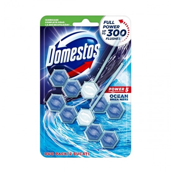 Odorizant toaleta Domestos Power 5 Ocean, 2 x 55g